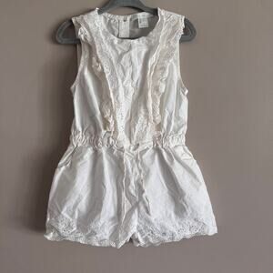 Marie Chantal White Cotton Eyelet Romper Toddler Girl Size 4